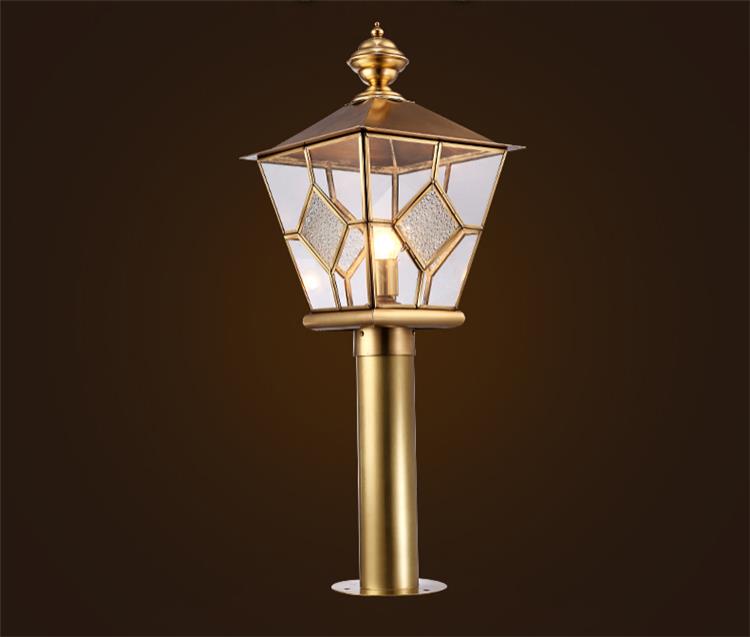 Fuente de Luz LED e27 1 lámpara de columna exterior o lámpara de columna de cobre de vidrio templado