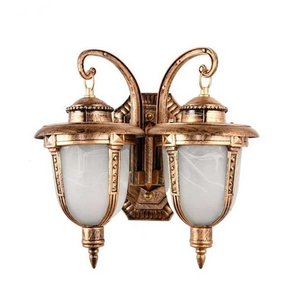 Lámpara de pared exterior de doble extremo de bronce retro, lámpara de pared impermeable, lámpara de pórtico, lámpara de mesa exterior
